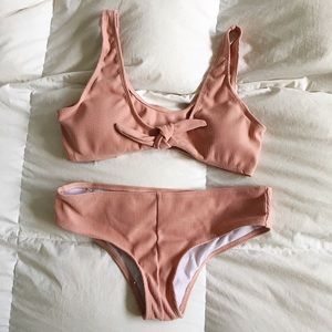 Pink Ribbed Bikini NWOT
